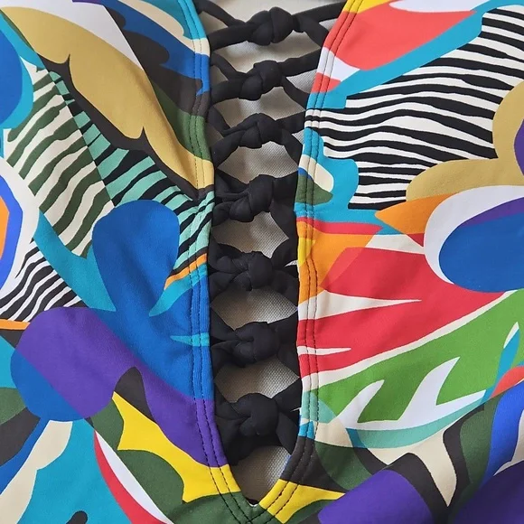 NWT! Bleu by Rod Beattie The Mix Lace Down One Piece Swimsuit - Picture 8 of 16